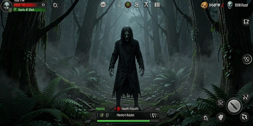 Antarmuka 888FW menampilkan hutan kelam yang penuh misteri.
