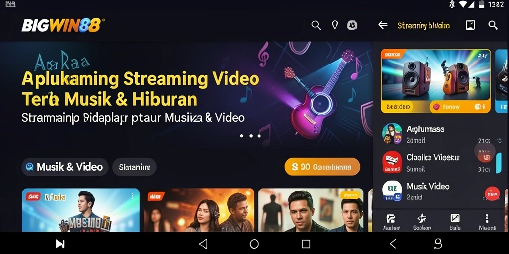 Antarmuka aplikasi BIGWIN88 menampilkan berbagai opsi konten Streaming Video.