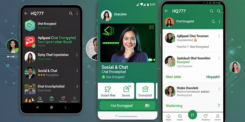 Antarmuka utama HQ777 yang nyaman dan aman untuk Chat Encrypted.