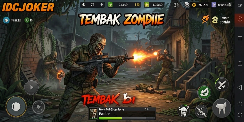 Tampilan antarmuka IDCJOKER saat melawan zombie.