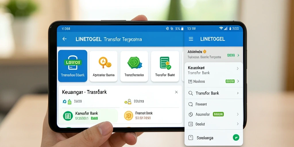 Tampilan antarmuka pengguna aplikasi Transfer Bank LINETOGEL.