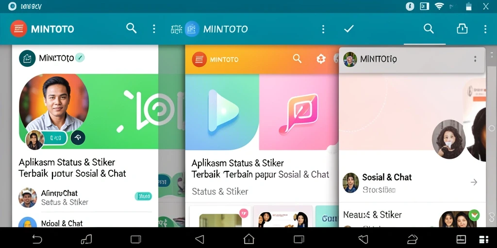 Screenshot MINTOTO menunjukkan berbagai stiker yang menarik untuk chat.