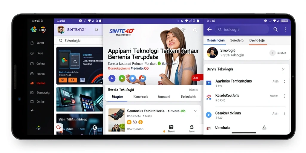 Antarmuka aplikasi SINTE4D dengan berbagai berita teknologi terkini.