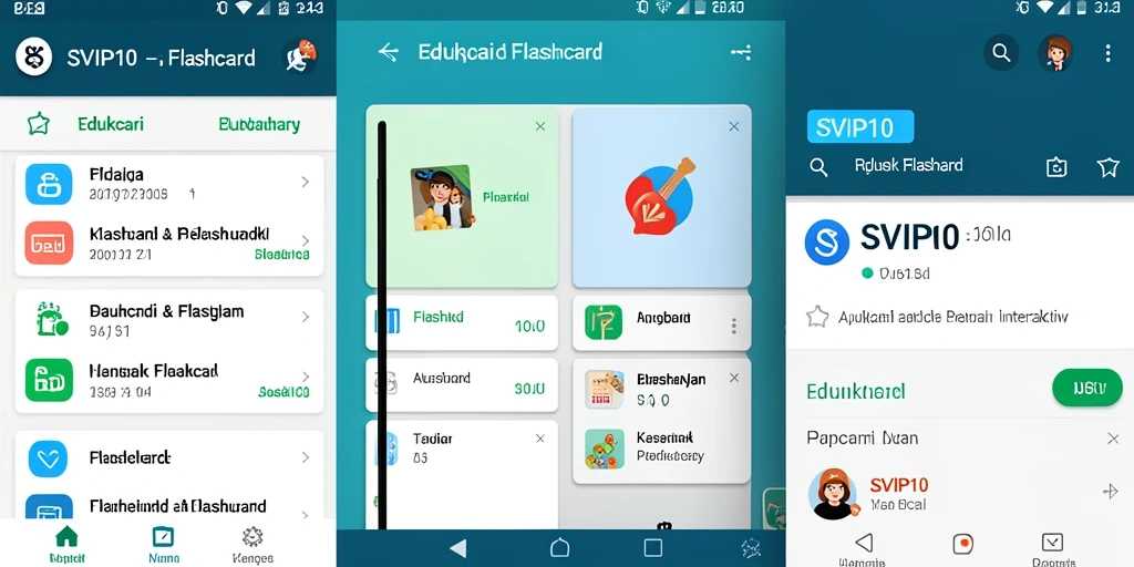 Antarmuka pengguna aplikasi Flashcard SVIP10 yang menarik dan interaktif.
