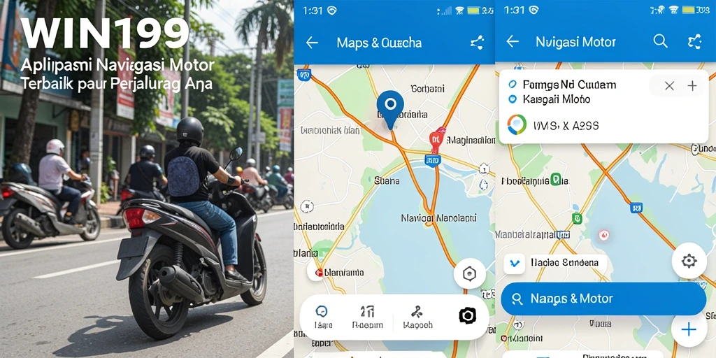 Tampilan antarmuka aplikasi navigasi motor WIN199 yang informatif.