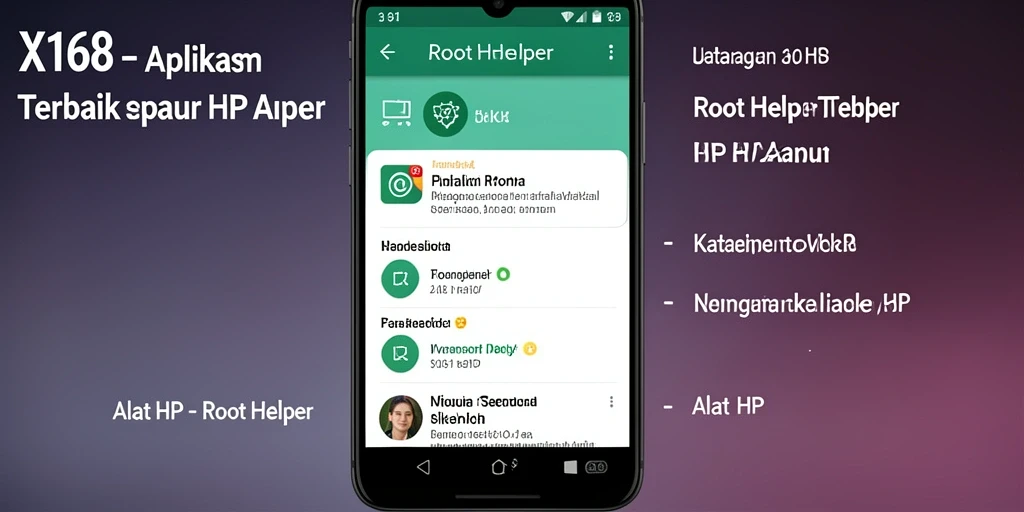 Antarmuka aplikasi X168 yang menampilkan fitur Root Helper dengan jelas.