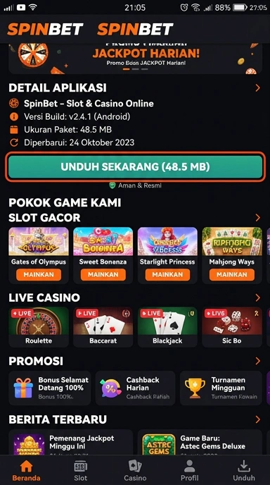 Unduh dan Instal APK spinbet Terbaru untuk Android